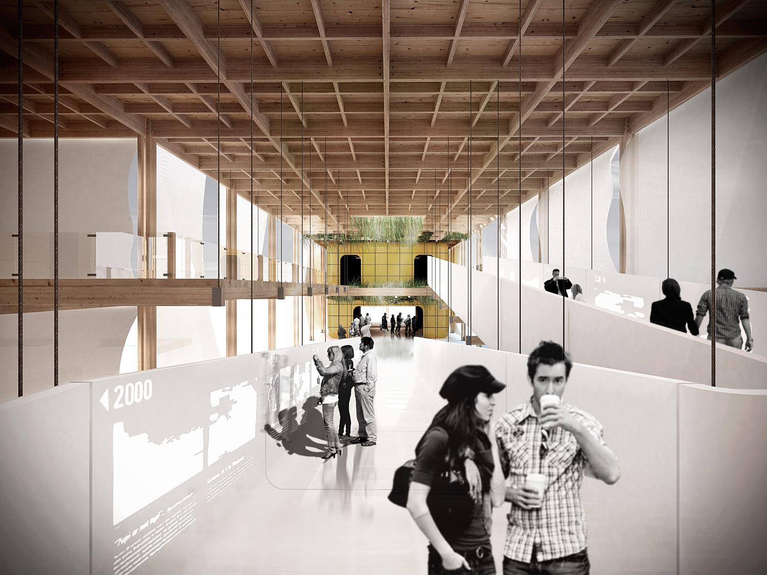 &ldquo;在體積構(gòu)成挫折創(chuàng)建內(nèi)部區(qū)域用于社交聚會和活動。其中非常大的地區(qū)，稱為&ldquo;巴西&rdquo;廣場，周圍是其他兩個(gè)休息區(qū)。它也可能觀察到藤架空間，工作交叉流通渠道。&rdquo;